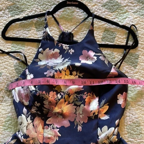 B.SMART  7  Fit & Flair Evening Gown Leg Slit Racerback w Lace inserts & Cutout - Picture 4 of 16